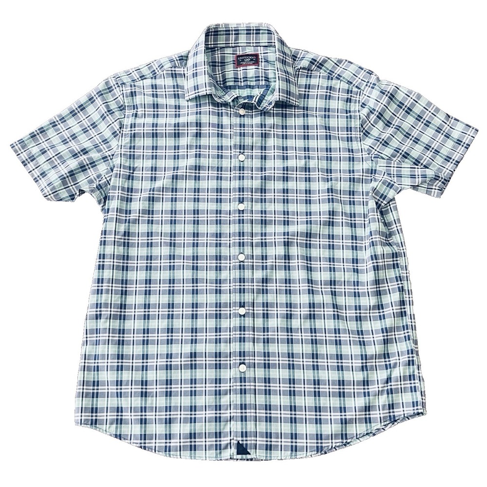 Untuckit Shirt Men's Large Navy Blue Henderson Commuter‎ Performance Stretch